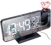 Reloj despertador con proyector y radio, reloj digital de 180°, dígitos grandes, función de repetición