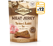 12x100g Carnilove Dog Adulto Jerky en barritas sabor Conejo Pavo