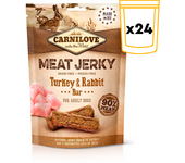 24 x 100 gr Carnilove Dog Adulto Jerky en barritas sabor Conejo Pavo
