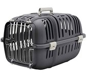 Ferplast Transportín Gato, Transportín Perro Pequeño y Gatos de hasta 5 Kg, Puerta Transparente Antigolpes, Ranuras de Ventilación, 32 x 47 x h 29 cm, Transportín Mascotas Rígido Jet 10, Gris