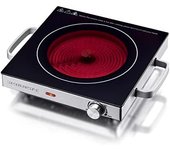 Heinrichs - Placa de Cocción Quemador por Infrarrojos de Vitrocerámica con Calor por Infrarrojos, Apta para Todas las Ollas y Sartenes, 2000 W, Camping, Oficina, Cocina, Exterior o Individual
