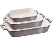 Staub Juego de moldes para horno de cerámica, 3 piezas, rectangulares, color gris antiguo