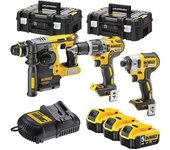 DEWALT DCK368P3T-QW - Triple Kit de Taladro percutor compacto, Atornillador de impacto sin escobillas, Taladro sin escobillas SDS-Plus, XR 18 V 5 Ah Li-Ion, 3 baterías, 2 cajas TSTAK