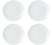 Mikasa Chalk Juego de 4 Platos Llanos de Porcelana, 4x Platos de Porcelana Blanca para el Día a Día y Formal, 27cm - Apto para Microondas y Lavavajillas
