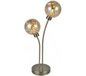 Sobremesa de dos tulipas modelo VARANASI cuero FABRILAMP