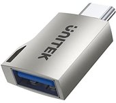 Unitek - Adaptador USB-A a USB-C 3.1 Gen1 A1025GNI / USB 3.0 5 Gbps SuperSpeed / Soporta OTG/Carcasa de aleación de Zinc/Color: Plata/Velocidad de Transferencia 5 Gbps