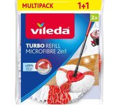 Vileda Recambio Turbo,Compatible con Todos los Sistemas Turbo de Vileda I Rendimiento Extra I Apto para Todo Tipo de Suelos Duros I Elimina el 99% de Las bacterias Solo con Agua I Pack Doble