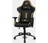 DRIFT GAMING DR350 - Silla Gaming Profesional, Polipiel, reposabrazos 4D, Ruedas silenciosas, pistón Clase 4, inclinación, cojín Lumbar y Cervical, Color Negro/Dorado