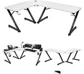 huzaro Hero 7.0 - Escritorio de Esquina en Forma de L, Mesa de Juego, Escritorio en casa, Montaje a la Derecha e Izquierda, construcción de Aluminio, Tablero de Carbono, 154 x 117 cm, Color Blanco