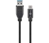Goobay 45247 - Cable USB (0,15 m, USB A, USB C, 3.0 (3.1 Gen 1), 5000 Mbit/s, Negro)