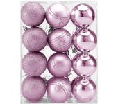 Bolas para árbol de Navidad set de 24 plástico rosas