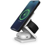 Ksix Cube 3 en 1 Cargador Inalámbrico Magsafe Y Qi, Apple Watch y Airpods 15w Blanco