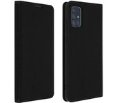 Funda Samsung Galaxy A51 de piel y cartera con F. Soporte - Negro