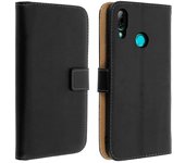 Funda billetera para Huawei P Smart 2019 Cuero auténtico F. Soporte - Negro