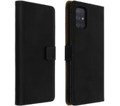 Funda billetera para Samsung Galaxy A51 Cuero auténtico F.Soporte - Negro