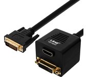Cable DVI-D a DVI-D hembra + HDMI hembra 33cm Full HD, marca Negro