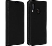 Funda Samsung Galaxy A20e de piel auténtica y cartera con F. Soporte - Negro