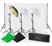 Set de Iluminacion de Luz diurna y de Fondos de Estudio BR-2120 1600 W