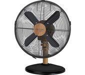 ForceSilence 560 WoodDesk Ventilador de Sobremesa 30 cm/12”, 4 aspas, 3 Velocidades, Diseño Madera, Silencioso, Potente, Oscilante y Regulable, Motor de cobre, Color Negro,