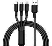 Cable nylon 1m clavija micro usb ,lighning,tipo-c para carga y datos