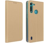 Funda Smart Motorola Moto G8 Power Lite Cierre Magnético F. Soporte - Oro