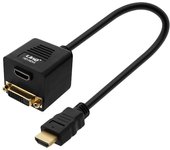 Cable HDMI a DVI y HDMI hembra, D Full HD 1080p marca italiana - Negro