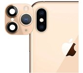 Falsa cámara trasera iPhone 11 Pro/Pro Max de cristal templado 9H - Dorado