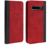 Funda cartera Samsung Galaxy S10 Plus F. Soporte y Bicolor - Rojo