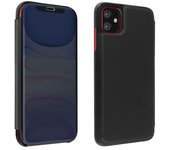 Funda Efecto Espejo iPhone 11 Tapa translúcida F.Soporte - Negro