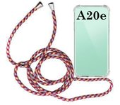 Funda Móvil Colgante para Samsung Galaxy A20e Cuerda Rojo Burdeos y Azul