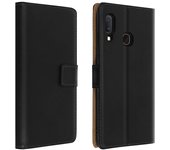 Funda billetera para Samsung Galaxy A20e Cuero auténtico F. Soporte - Negro