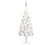 vidaXL Árbol De Navidad Preiluminado Con Luces Y Bolas Blanco 120 Cm