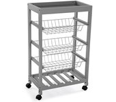 Versa Home Carro de cocina en madera aglomerada gris