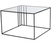 Dmora Mesa de café en vidrio negro 55x55 h36 cm