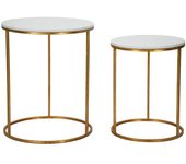 Mauro Ferretti Mesas de mármol y metal dorado ø cm 52x63 y 42x53