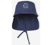 VERTBAUDET Sombrero bob para bebé con protector de nuca extraíble azul índigo