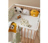 VERTBAUDET Protector de cuna / protector de parque modular Hanói verde medio liso con motivos