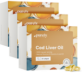 Purely Nutrition 3x Aceite de bacalao 1000 mg, en total 180 cápsulas blandas