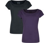 Camiseta de R.E.D. by EMP - Double Pack Crew-Neck - S 5XL - para Mujer - negro/lila