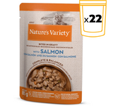 22 x 85 gr Nature´s Variety Bites Comida Húmeda en Salsa para Gatos con Sabor a Salmón