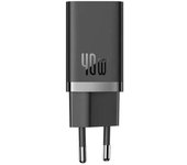 Cargador Baseus GaN5 Pro 40W Dual USB-C Carga Rápida Protección Multipuerto Negro