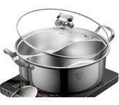 Olla Klack acero inoxidable 304 divisor doble tapa vidrio 28 cm/34 cm cocinas inducción/gas