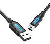 Cable USB 2.0 Vention COMBD 480Mbps 0.5m Negro 10W Mini USB A Macho-Mini B Macho
