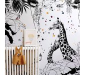 Acte Deco Papel pintado panorámico escenas de jirafas negro 425x250cm