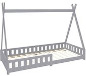 ML-Design Cama infantil tipi anticaída gris claro en madera 200x90 cm