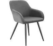 Tectake Silla de comedor con diseño de pana 58 x 62 x 82 cm gris/negro