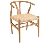 MACABANE Silla de madera de caoba, espalda redondeada y asiento de ratán