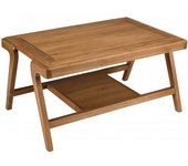 MACABANE Mesa de centro rectangular con doble tablero de madera de teca