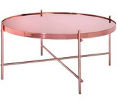 WOMO-DESIGN Mesa de centro Ø 75x35 cm cobre brillante con tapa de cristal