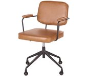 Maisons du Monde Silla de oficina ajustable con ruedas color camel